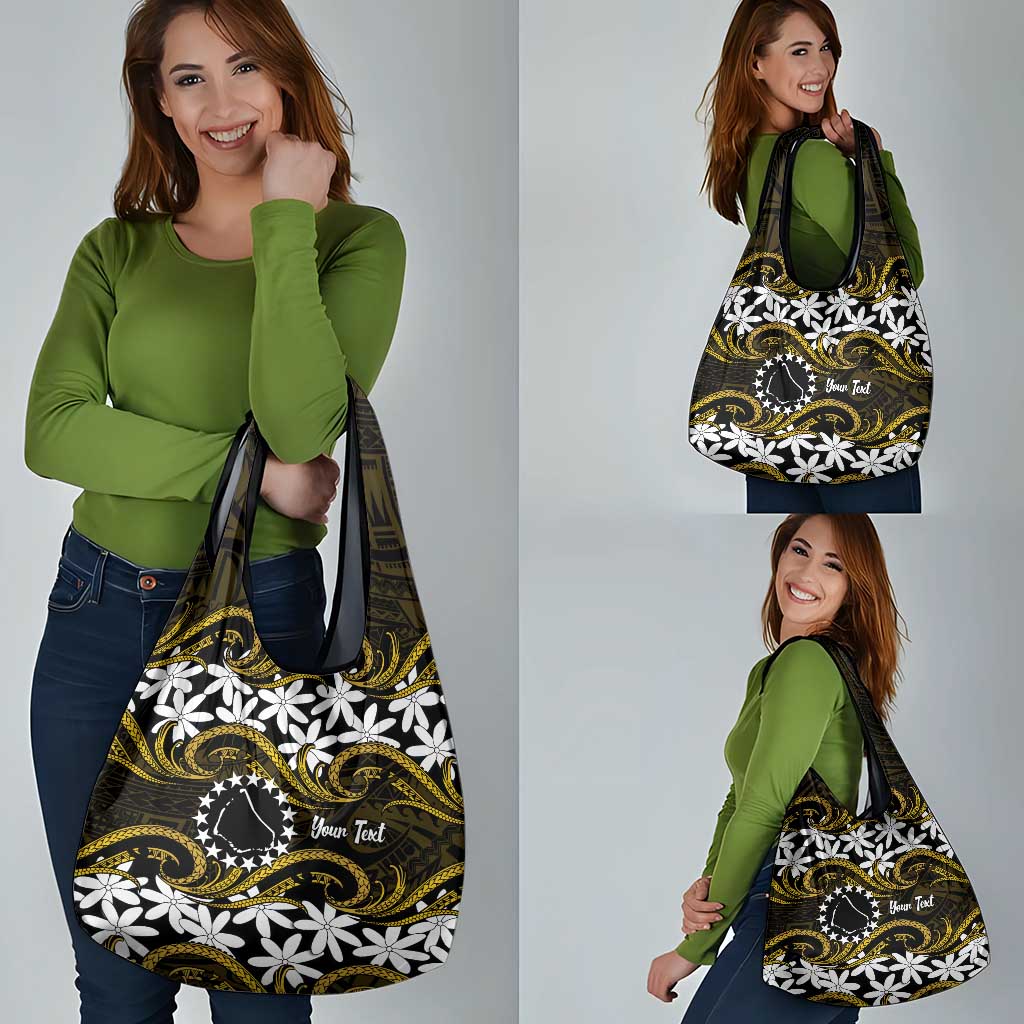 Personalised Cook Islands Manihiki Grocery Bag Tiare Maori Polynesian Waves Tattoo LT14 - Polynesian Pride