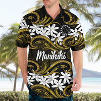 Personalised Cook Islands Manihiki Hawaiian Shirt Tiare Maori Polynesian Waves Tattoo LT14 - Polynesian Pride