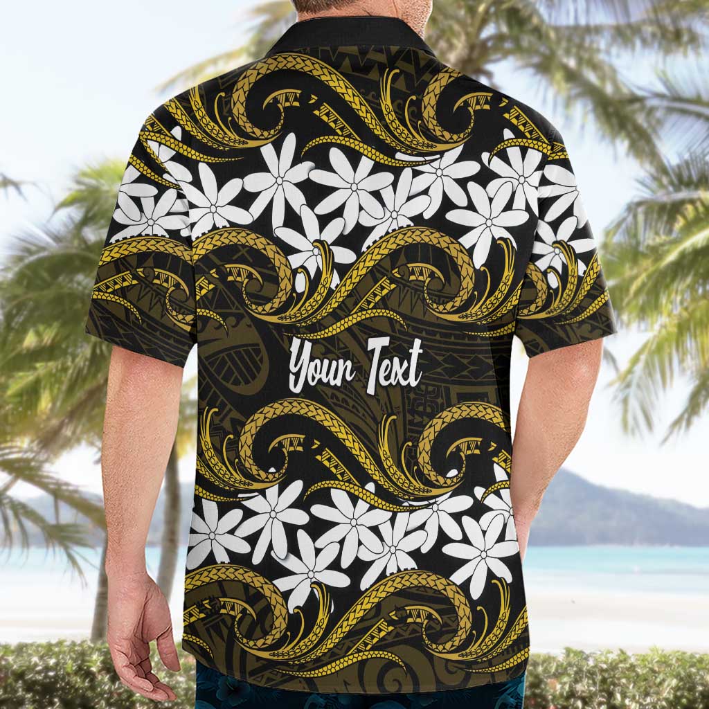 Personalised Cook Islands Manihiki Hawaiian Shirt Tiare Maori Polynesian Waves Tattoo LT14 - Polynesian Pride