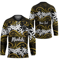 Personalised Cook Islands Manihiki Hockey Jersey Tiare Maori Polynesian Waves Tattoo LT14 - Polynesian Pride