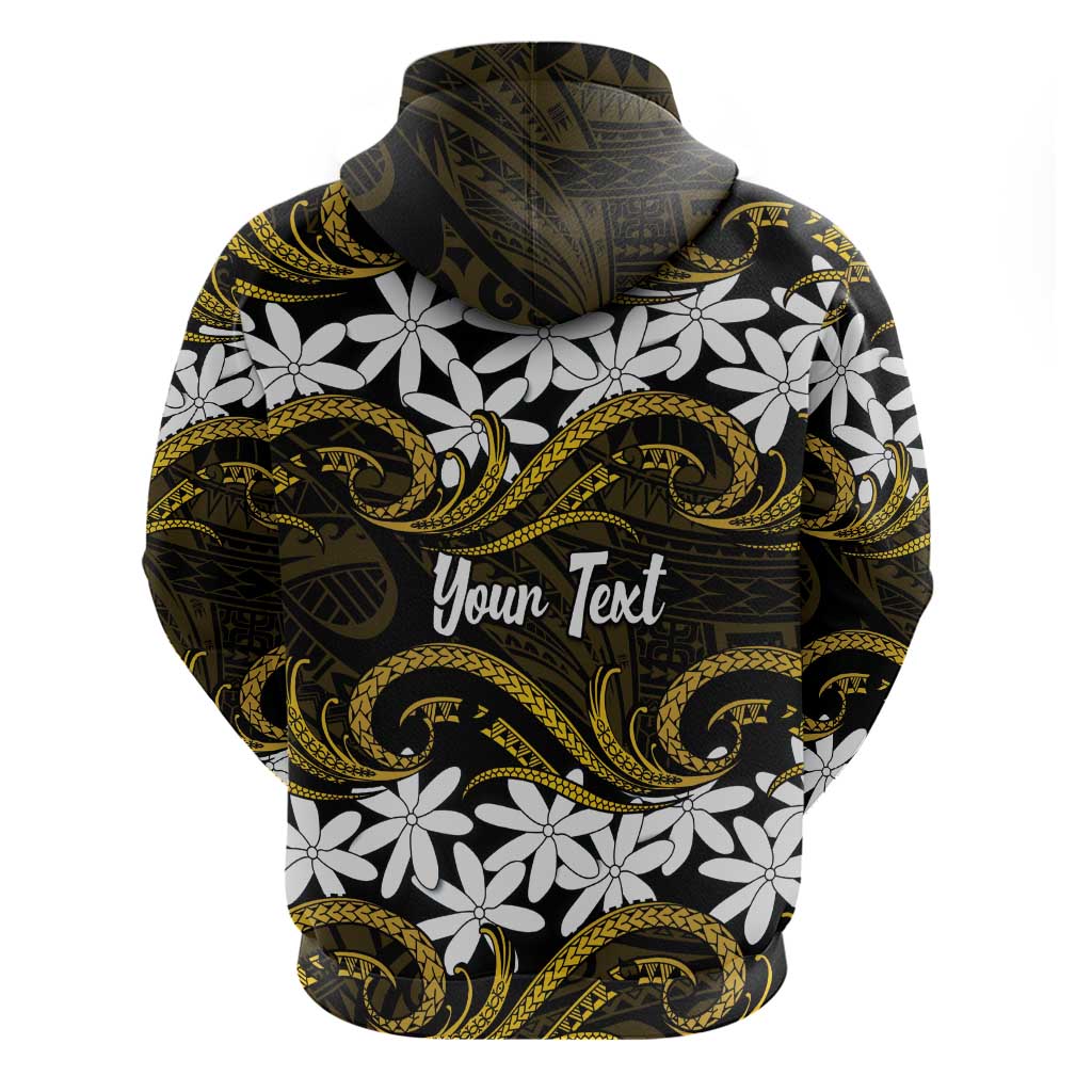 Personalised Cook Islands Manihiki Hoodie Tiare Maori Polynesian Waves Tattoo LT14 - Polynesian Pride