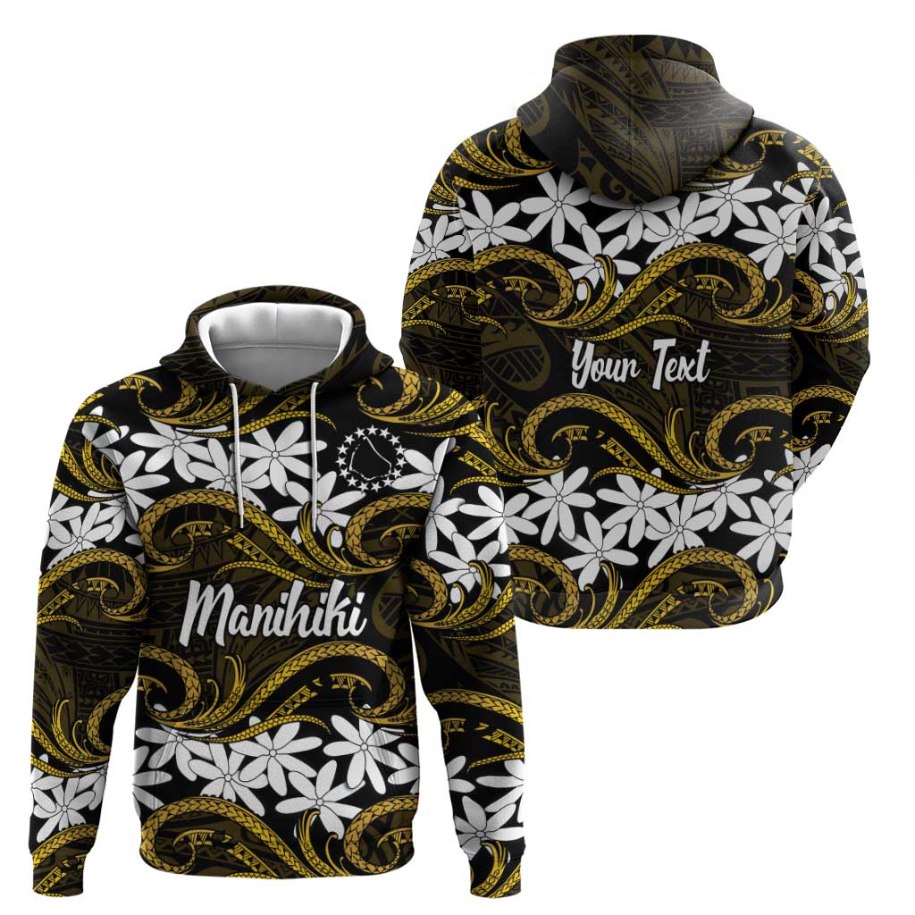 Personalised Cook Islands Manihiki Hoodie Tiare Maori Polynesian Waves Tattoo LT14 - Polynesian Pride