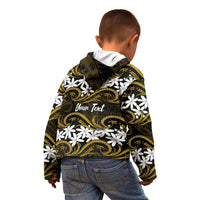 Personalised Cook Islands Manihiki Kid Hoodie Tiare Maori Polynesian Waves Tattoo LT14 - Polynesian Pride