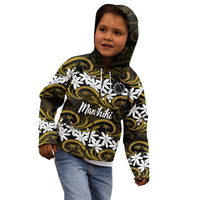 Personalised Cook Islands Manihiki Kid Hoodie Tiare Maori Polynesian Waves Tattoo LT14 - Polynesian Pride