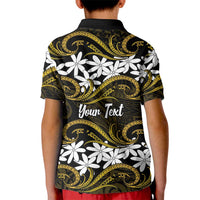 Personalised Cook Islands Manihiki Kid Polo Shirt Tiare Maori Polynesian Waves Tattoo LT14 - Polynesian Pride