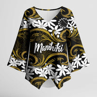 Personalised Cook Islands Manihiki Kimono Sleeve Blouse Tiare Maori Polynesian Waves Tattoo