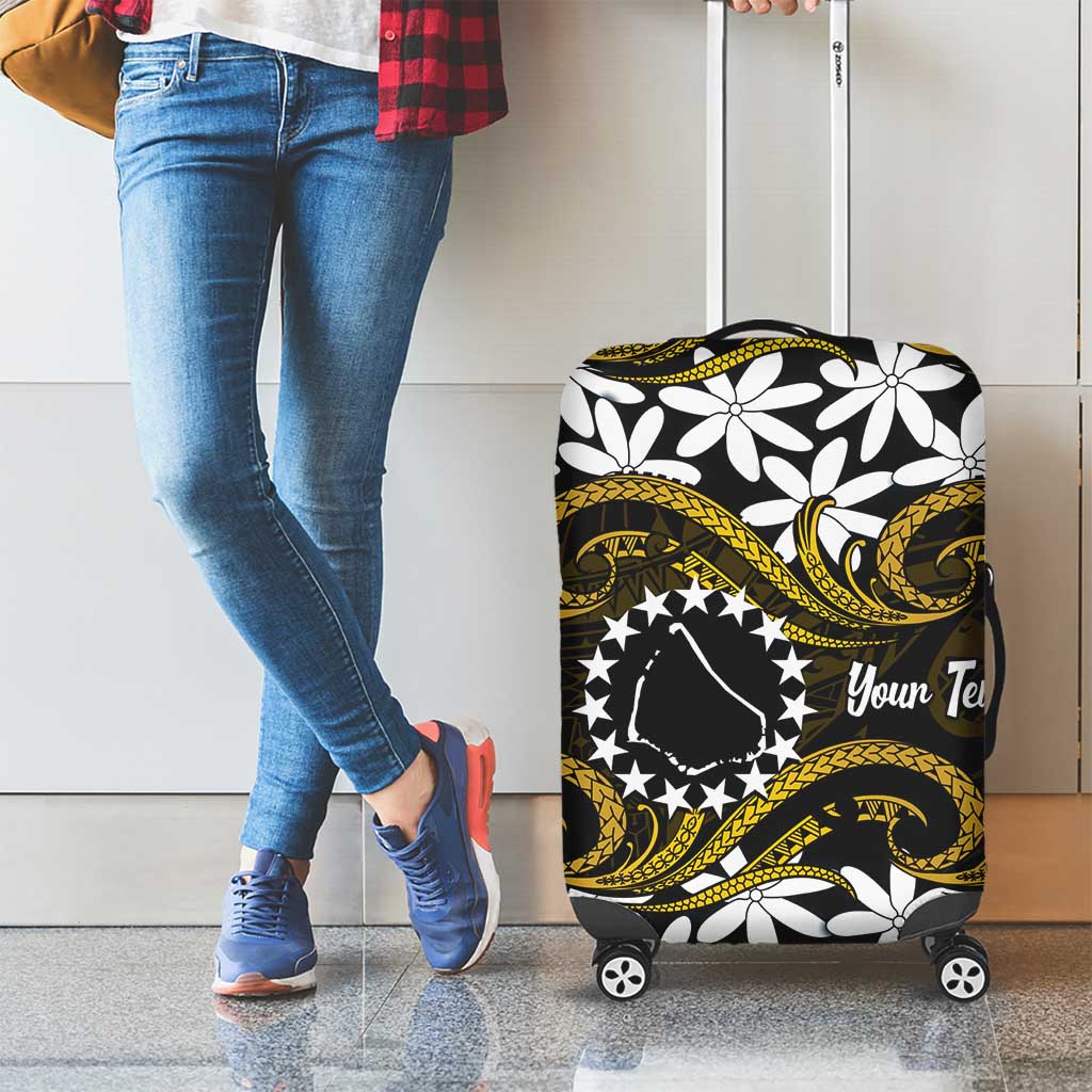 Personalised Cook Islands Manihiki Luggage Cover Tiare Maori Polynesian Waves Tattoo LT14 - Polynesian Pride