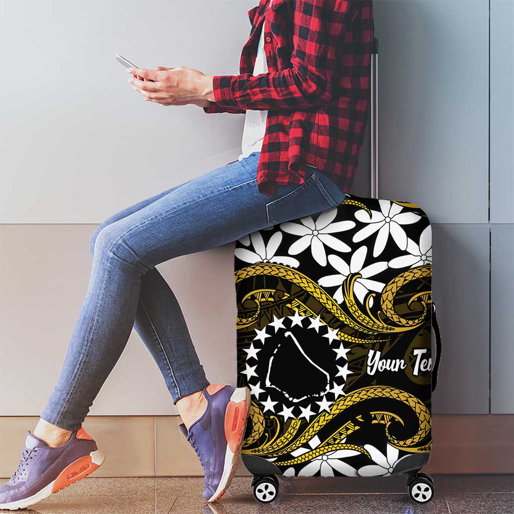 Personalised Cook Islands Manihiki Luggage Cover Tiare Maori Polynesian Waves Tattoo LT14 - Polynesian Pride