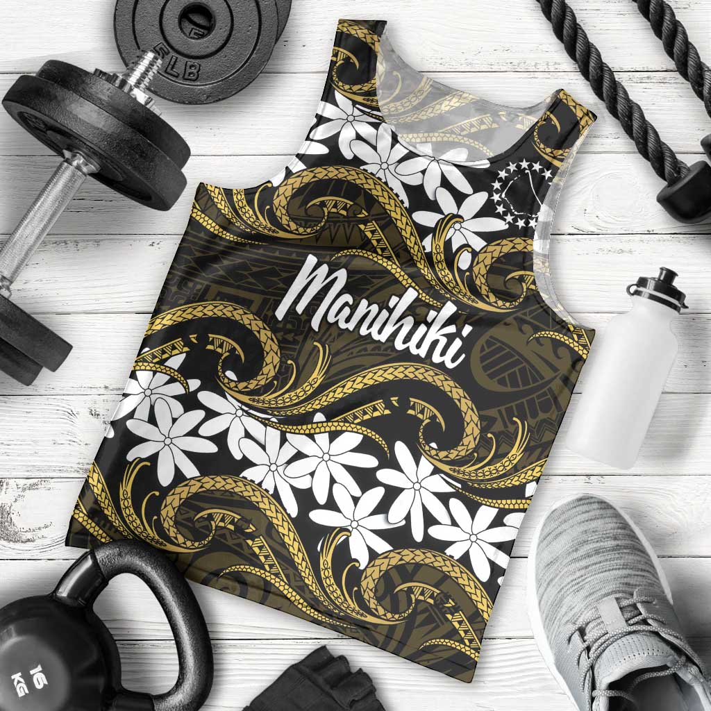 Personalised Cook Islands Manihiki Men Tank Top Tiare Maori Polynesian Waves Tattoo LT14 - Polynesian Pride