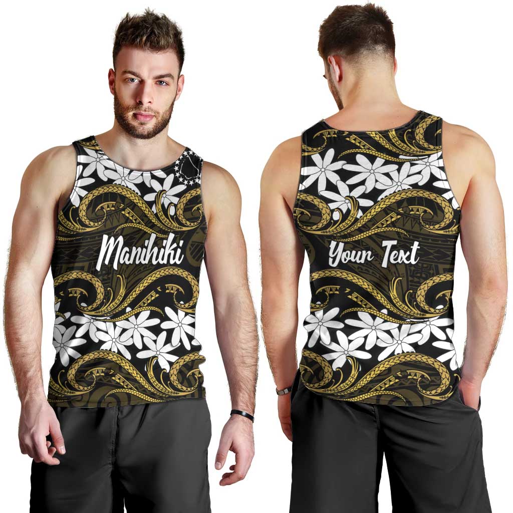 Personalised Cook Islands Manihiki Men Tank Top Tiare Maori Polynesian Waves Tattoo LT14 - Polynesian Pride