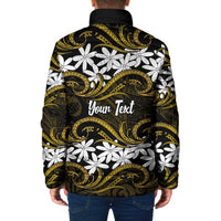 Personalised Cook Islands Manihiki Padded Jacket Tiare Maori Polynesian Waves Tattoo LT14 - Polynesian Pride