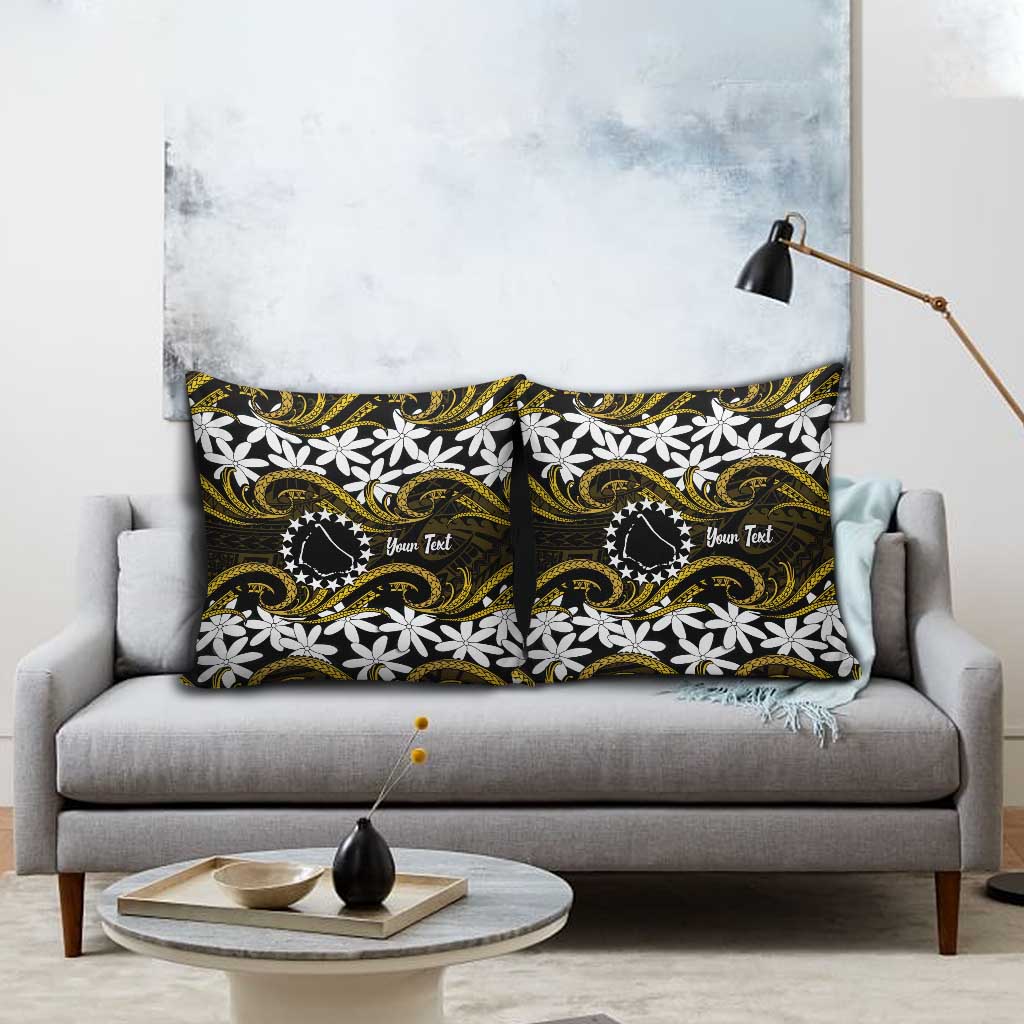 Personalised Cook Islands Manihiki Pillow Cover Tiare Maori Polynesian Waves Tattoo LT14 - Polynesian Pride