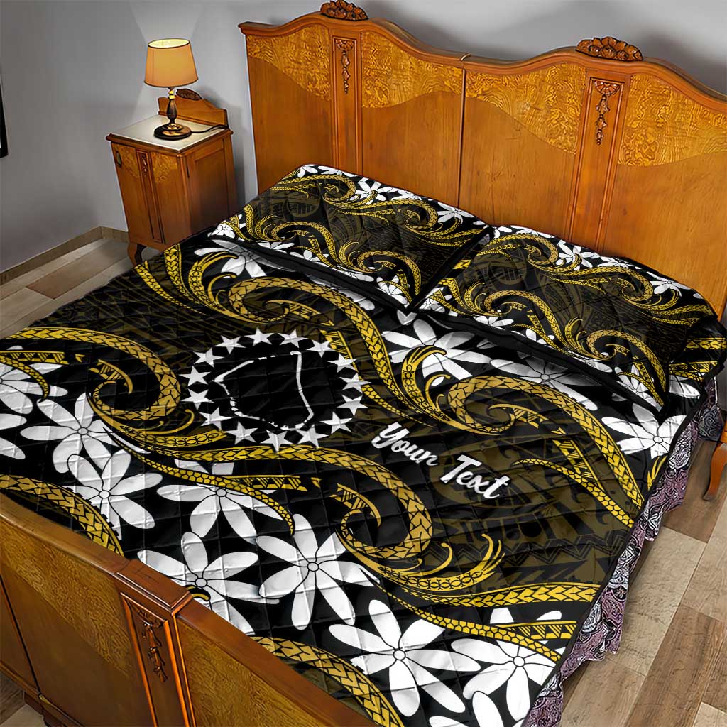 Personalised Cook Islands Manihiki Quilt Bed Set Tiare Maori Polynesian Waves Tattoo LT14 - Polynesian Pride