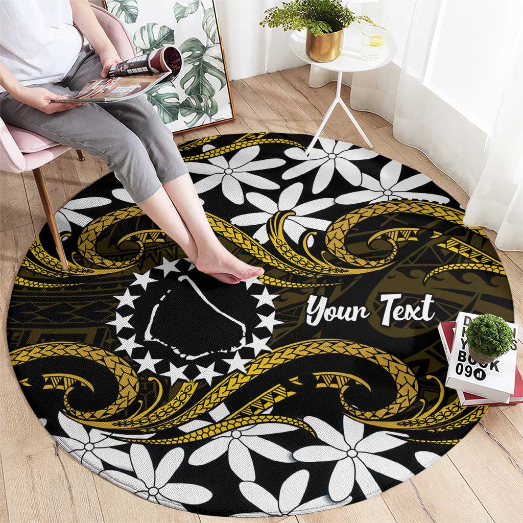 Personalised Cook Islands Manihiki Round Carpet Tiare Maori Polynesian Waves Tattoo LT14 - Polynesian Pride