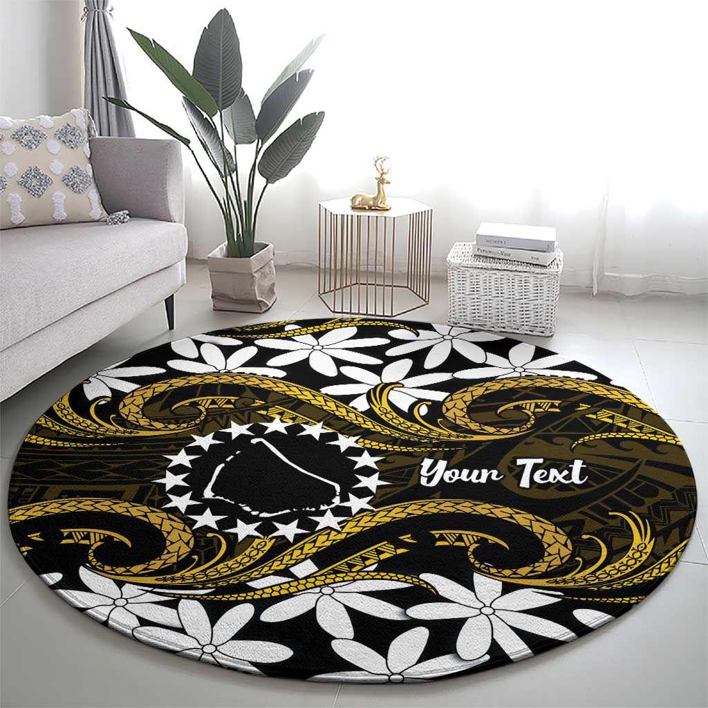Personalised Cook Islands Manihiki Round Carpet Tiare Maori Polynesian Waves Tattoo LT14 - Polynesian Pride