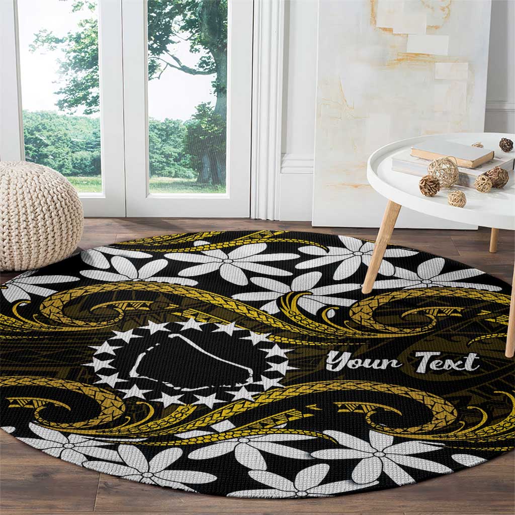 Personalised Cook Islands Manihiki Round Carpet Tiare Maori Polynesian Waves Tattoo LT14 - Polynesian Pride