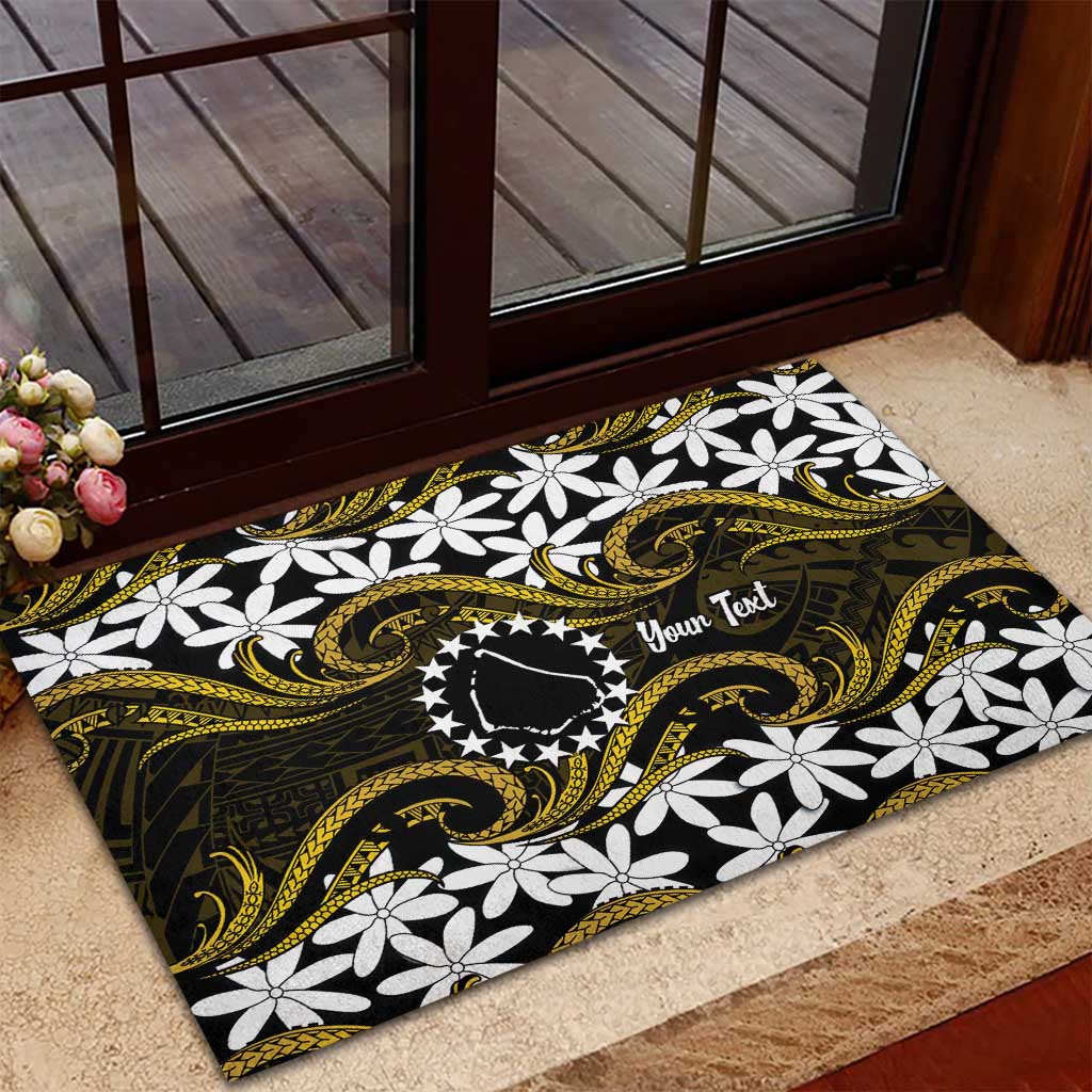 Personalised Cook Islands Manihiki Rubber Doormat Tiare Maori Polynesian Waves Tattoo LT14 - Polynesian Pride