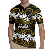 Personalised Cook Islands Manihiki Rugby Jersey Tiare Maori Polynesian Waves Tattoo