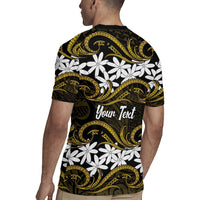 Personalised Cook Islands Manihiki Rugby Jersey Tiare Maori Polynesian Waves Tattoo