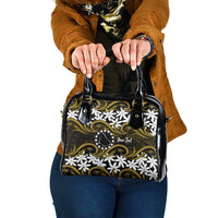 Personalised Cook Islands Manihiki Shoulder Handbag Tiare Maori Polynesian Waves Tattoo LT14 One Size Gold - Polynesian Pride