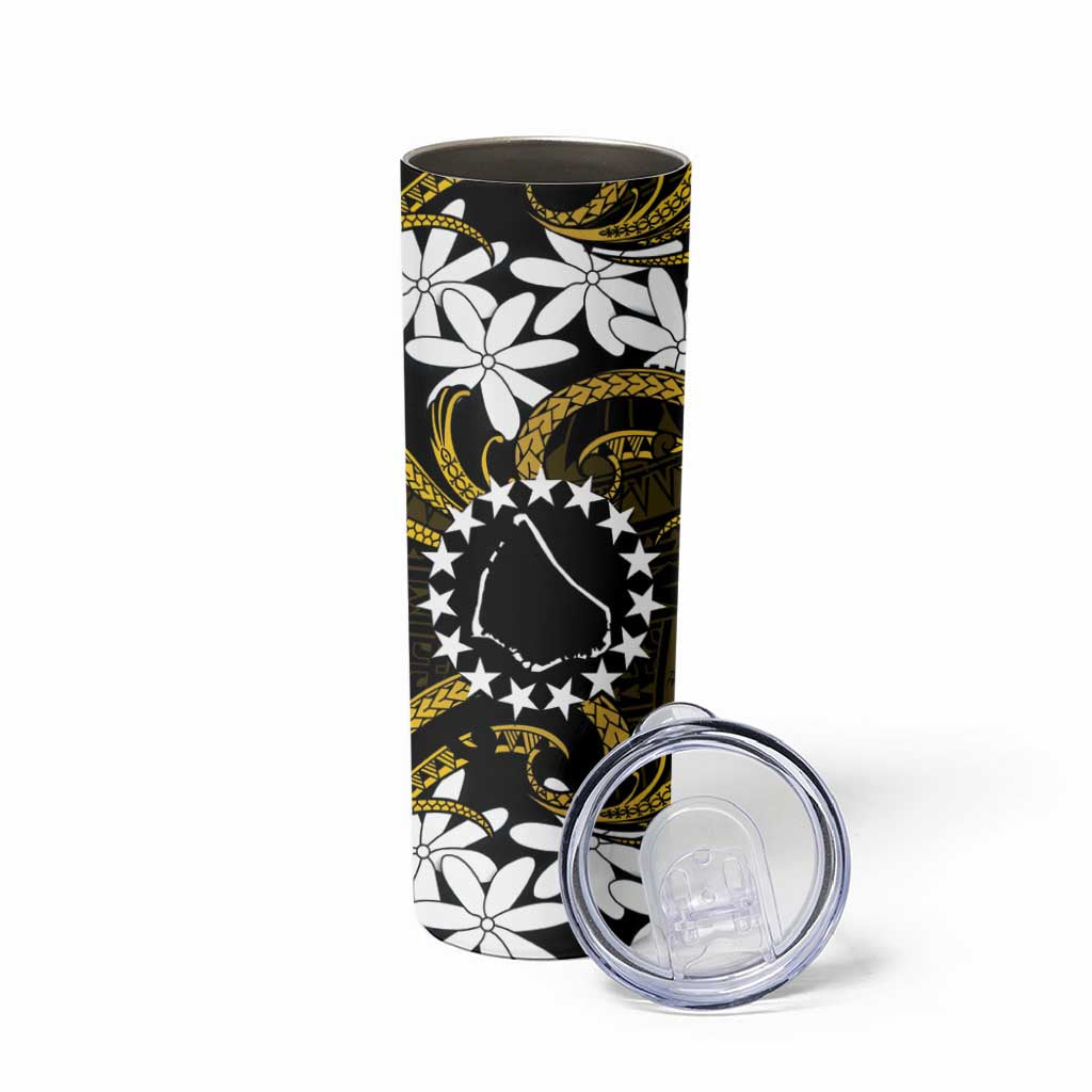 Personalised Cook Islands Manihiki Skinny Tumbler Tiare Maori Polynesian Waves Tattoo