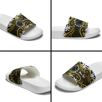 Personalised Cook Islands Manihiki Slide Sandals Tiare Maori Polynesian Waves Tattoo