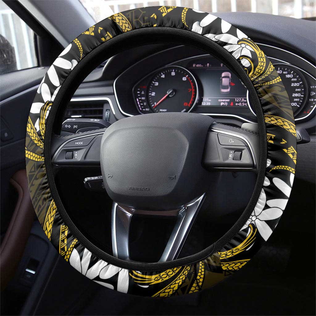 Cook Islands Manihiki Steering Wheel Cover Tiare Maori Polynesian Waves Tattoo LT14 - Polynesian Pride