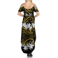 Personalised Cook Islands Manihiki Summer Maxi Dress Tiare Maori Polynesian Waves Tattoo LT14 - Polynesian Pride