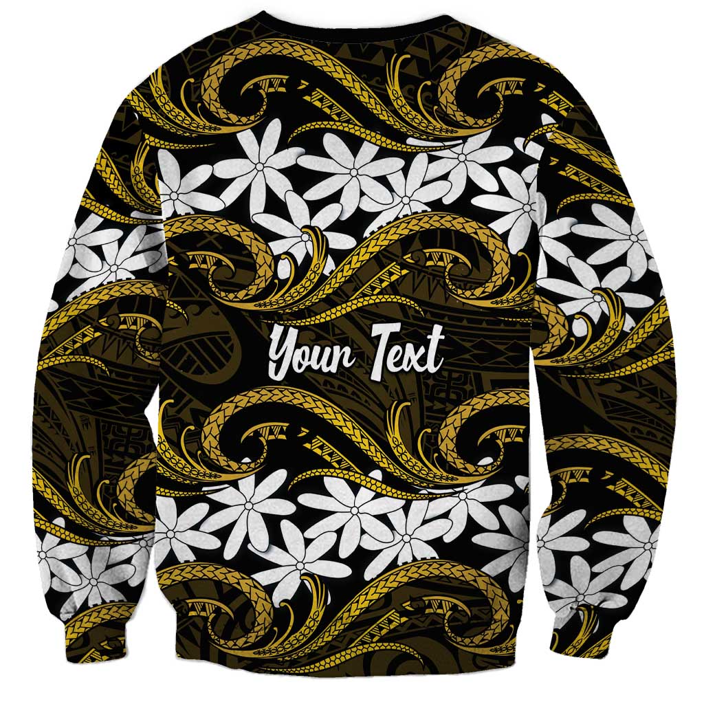 Personalised Cook Islands Manihiki Sweatshirt Tiare Maori Polynesian Waves Tattoo LT14 - Polynesian Pride