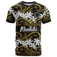 Personalised Cook Islands Manihiki T Shirt Tiare Maori Polynesian Waves Tattoo LT14 Gold - Polynesian Pride