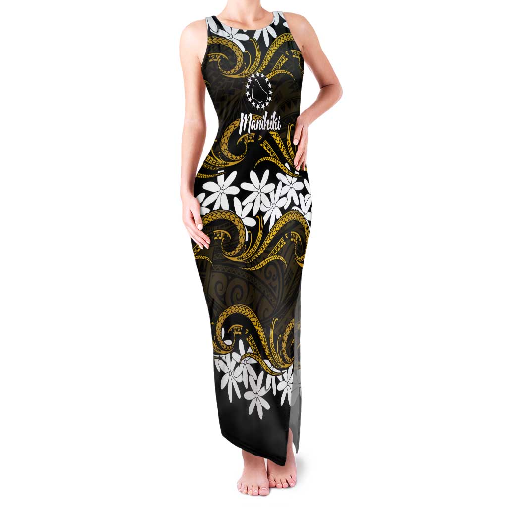 Personalised Cook Islands Manihiki Tank Maxi Dress Tiare Maori Polynesian Waves Tattoo