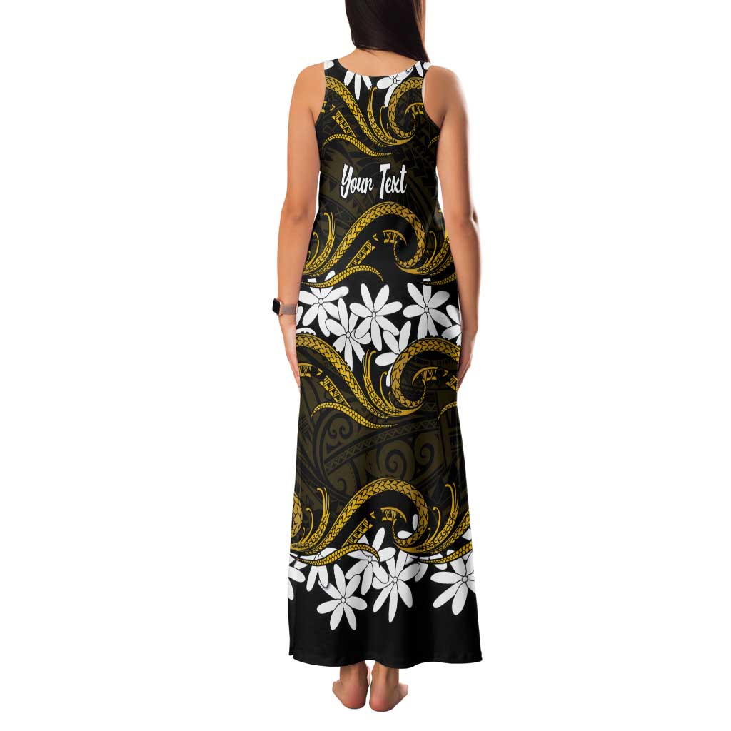 Personalised Cook Islands Manihiki Tank Maxi Dress Tiare Maori Polynesian Waves Tattoo