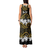 Personalised Cook Islands Manihiki Tank Maxi Dress Tiare Maori Polynesian Waves Tattoo