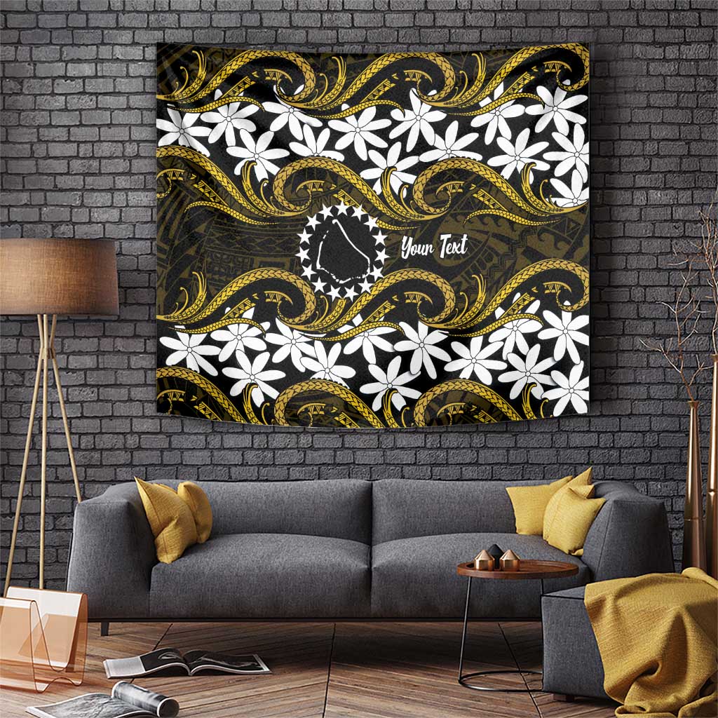 Personalised Cook Islands Manihiki Tapestry Tiare Maori Polynesian Waves Tattoo LT14 Gold - Polynesian Pride