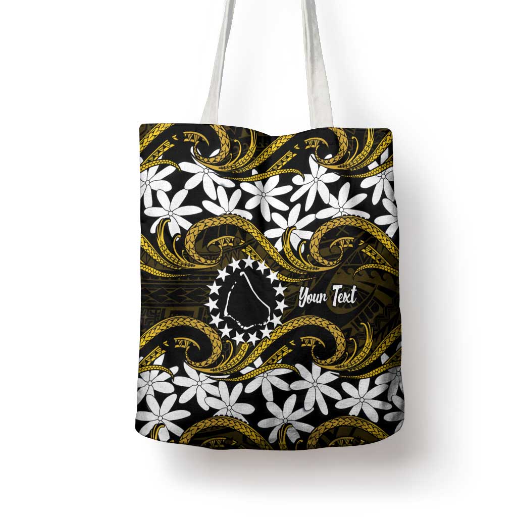 Personalised Cook Islands Manihiki Tote Bag Tiare Maori Polynesian Waves Tattoo LT14 - Polynesian Pride