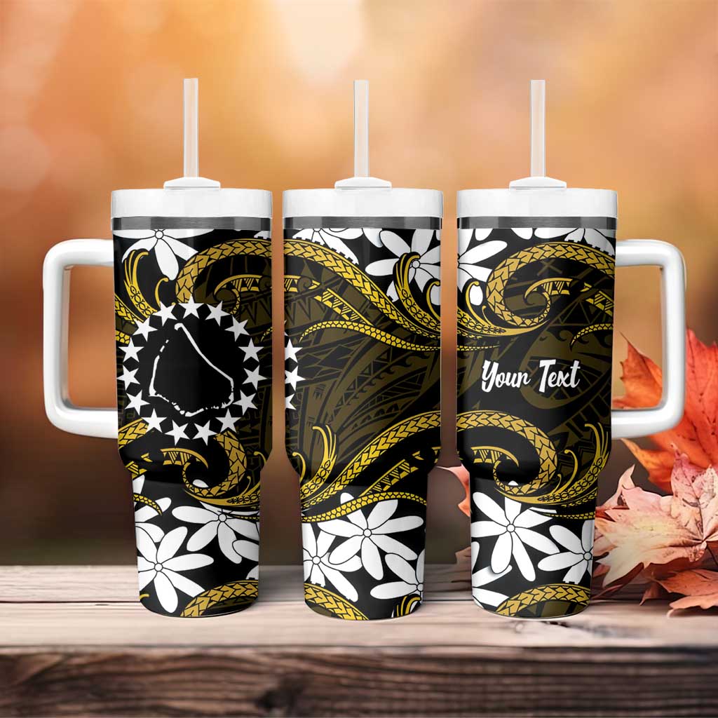 Personalised Cook Islands Manihiki Tumbler With Handle Tiare Maori Polynesian Waves Tattoo LT14 - Polynesian Pride