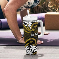 Personalised Cook Islands Manihiki Tumbler With Handle Tiare Maori Polynesian Waves Tattoo LT14 - Polynesian Pride