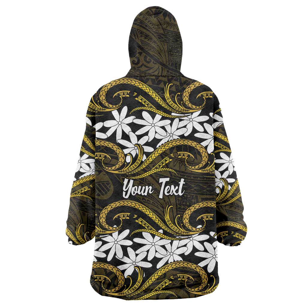 Personalised Cook Islands Manihiki Wearable Blanket Hoodie Tiare Maori Polynesian Waves Tattoo LT14 - Polynesian Pride