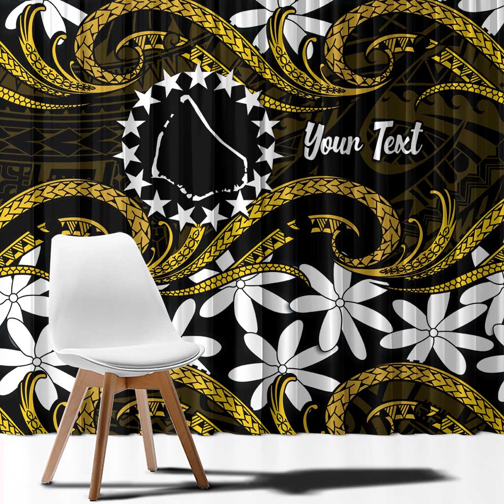Personalised Cook Islands Manihiki Window Curtain Tiare Maori Polynesian Waves Tattoo LT14 - Polynesian Pride