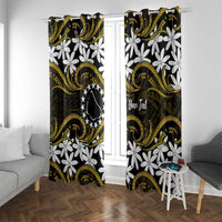 Personalised Cook Islands Manihiki Window Curtain Tiare Maori Polynesian Waves Tattoo LT14 With Grommets Gold - Polynesian Pride