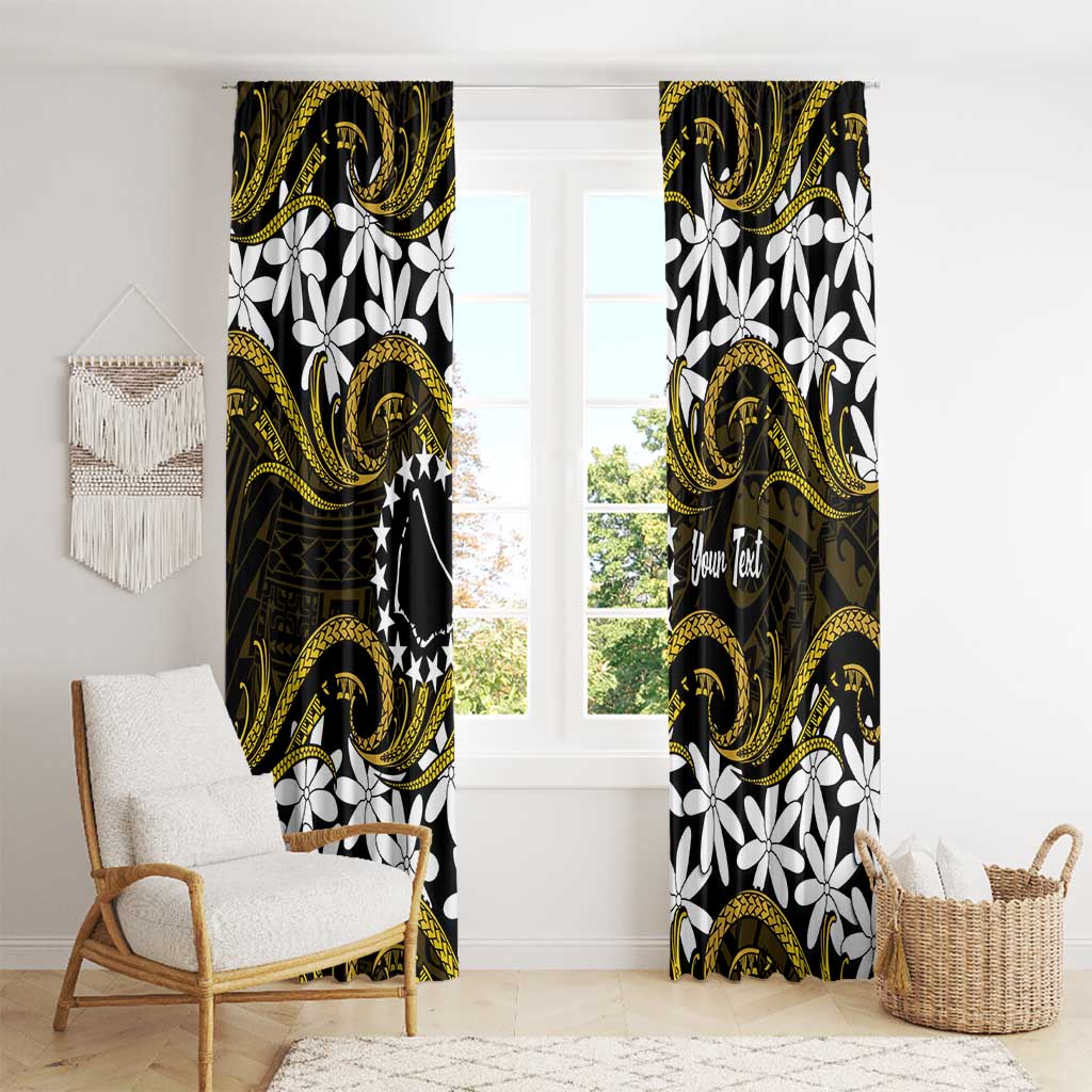 Personalised Cook Islands Manihiki Window Curtain Tiare Maori Polynesian Waves Tattoo LT14 - Polynesian Pride