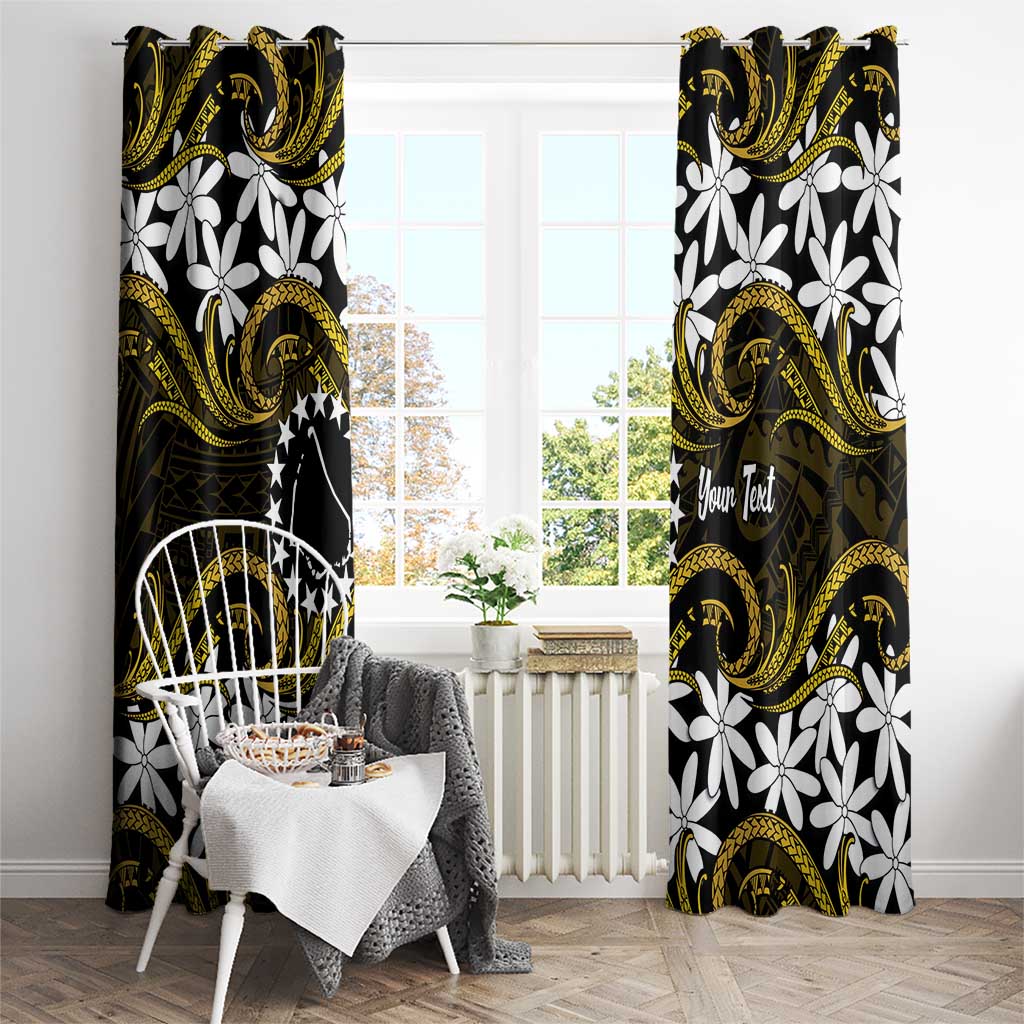Personalised Cook Islands Manihiki Window Curtain Tiare Maori Polynesian Waves Tattoo LT14 - Polynesian Pride