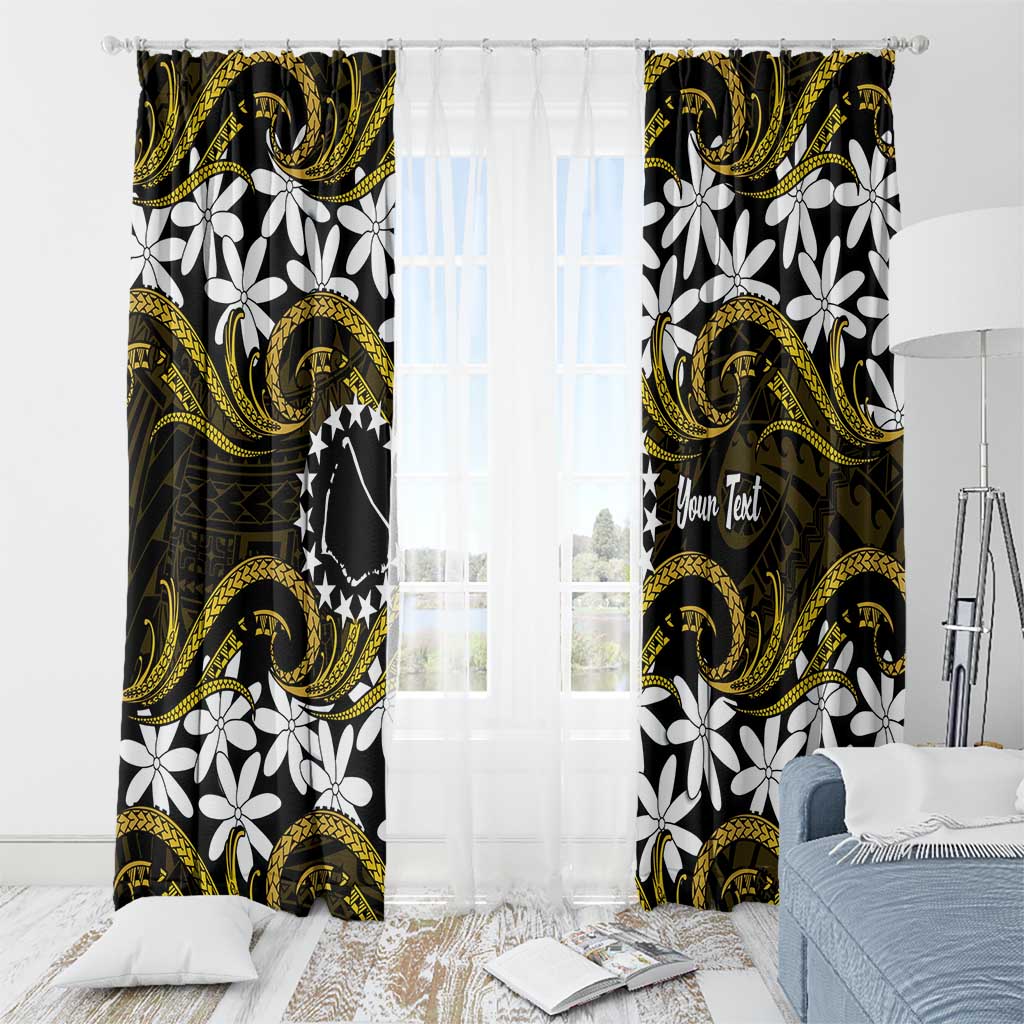 Personalised Cook Islands Manihiki Window Curtain Tiare Maori Polynesian Waves Tattoo LT14 - Polynesian Pride