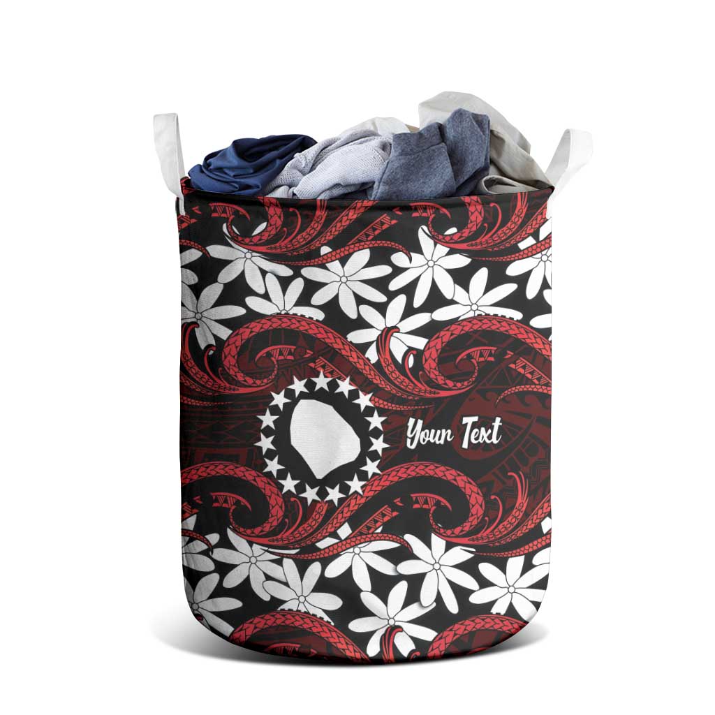 Personalised Cook Islands Atiu Enuamanu Laundry Basket Tiare Maori Polynesian Waves Tattoo LT14 - Polynesian Pride