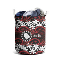 Personalised Cook Islands Atiu Enuamanu Laundry Basket Tiare Maori Polynesian Waves Tattoo LT14 - Polynesian Pride