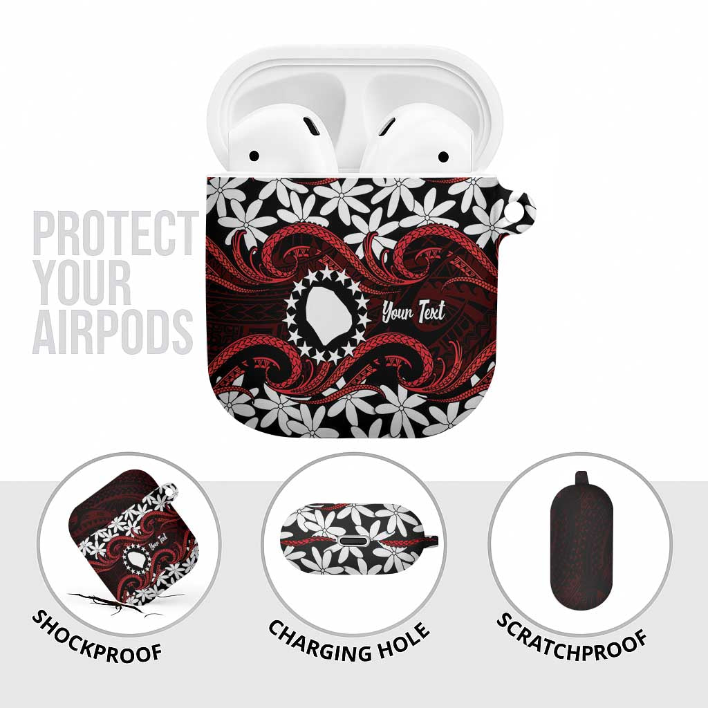 Personalised Cook Islands Atiu Enuamanu AirPods Case Tiare Maori Polynesian Waves Tattoo LT14 - Polynesian Pride