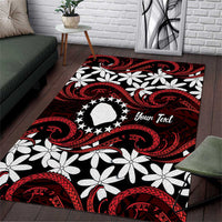 Personalised Cook Islands Atiu Enuamanu Area Rug Tiare Maori Polynesian Waves Tattoo LT14 Red - Polynesian Pride