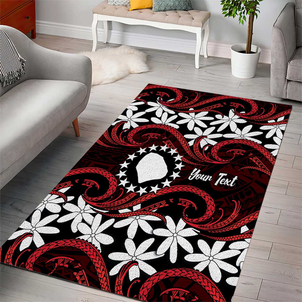 Personalised Cook Islands Atiu Enuamanu Area Rug Tiare Maori Polynesian Waves Tattoo LT14 - Polynesian Pride