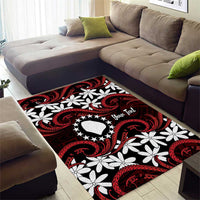 Personalised Cook Islands Atiu Enuamanu Area Rug Tiare Maori Polynesian Waves Tattoo LT14 - Polynesian Pride