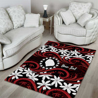 Personalised Cook Islands Atiu Enuamanu Area Rug Tiare Maori Polynesian Waves Tattoo LT14 - Polynesian Pride